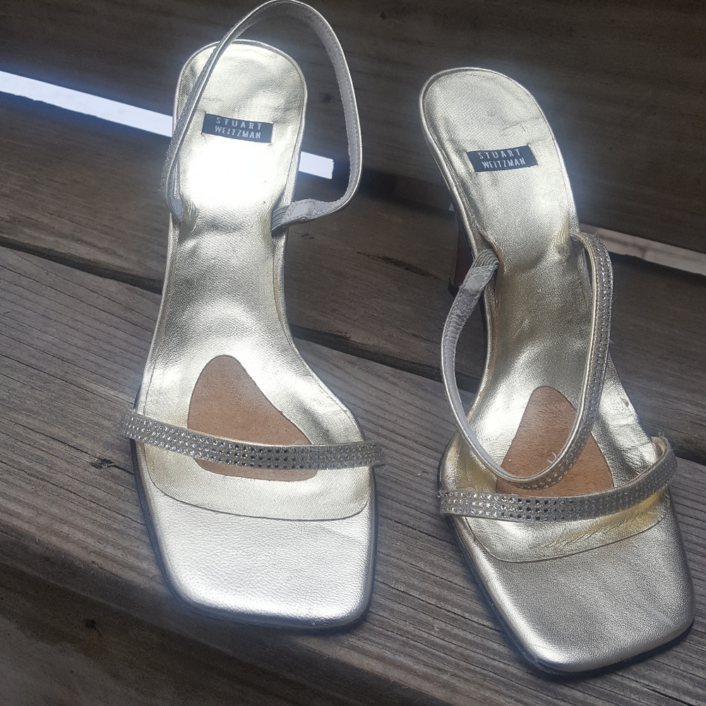 Stuart Weitzman Gold Strap Heel
